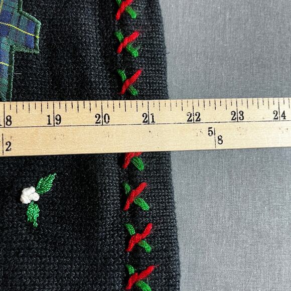 All Points By Reference Point Christmas Cardigan Sweater Womens Large Black Knit - Picture 7 of 8